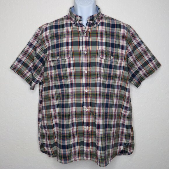 American Living* Men's‎ Short Sleeve Button Down Curved Hem Pocket Shirt~ Large - Picture 1 of 10